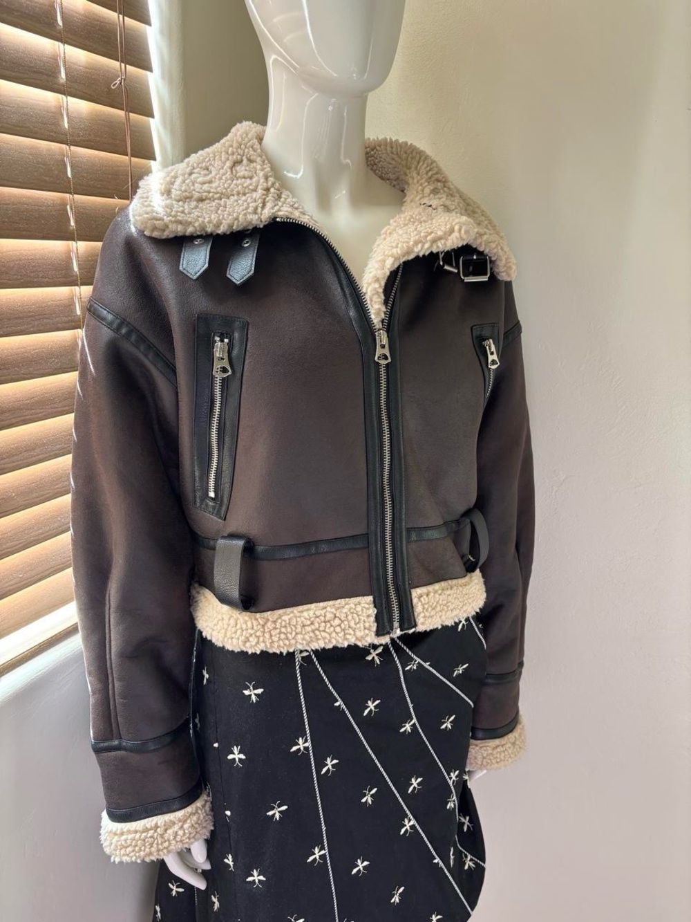 Zara Double-Faced Short Jacket, Dark Brown - Picture 4 of 8